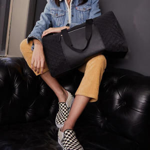 NEW Black Quilted Weekender Tote Bag